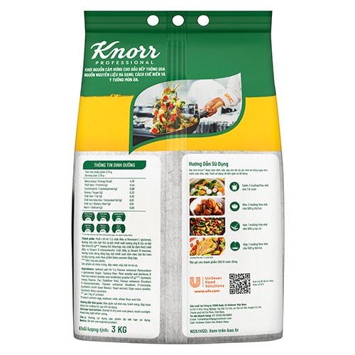 Knorr Hạt Nêm Từ Thịt 3kg - Knorr Hạt Nêm Từ Thịt được làm từ thịt thăn, xương ống và tủy giúp món ăn thơm ngon, tròn vị