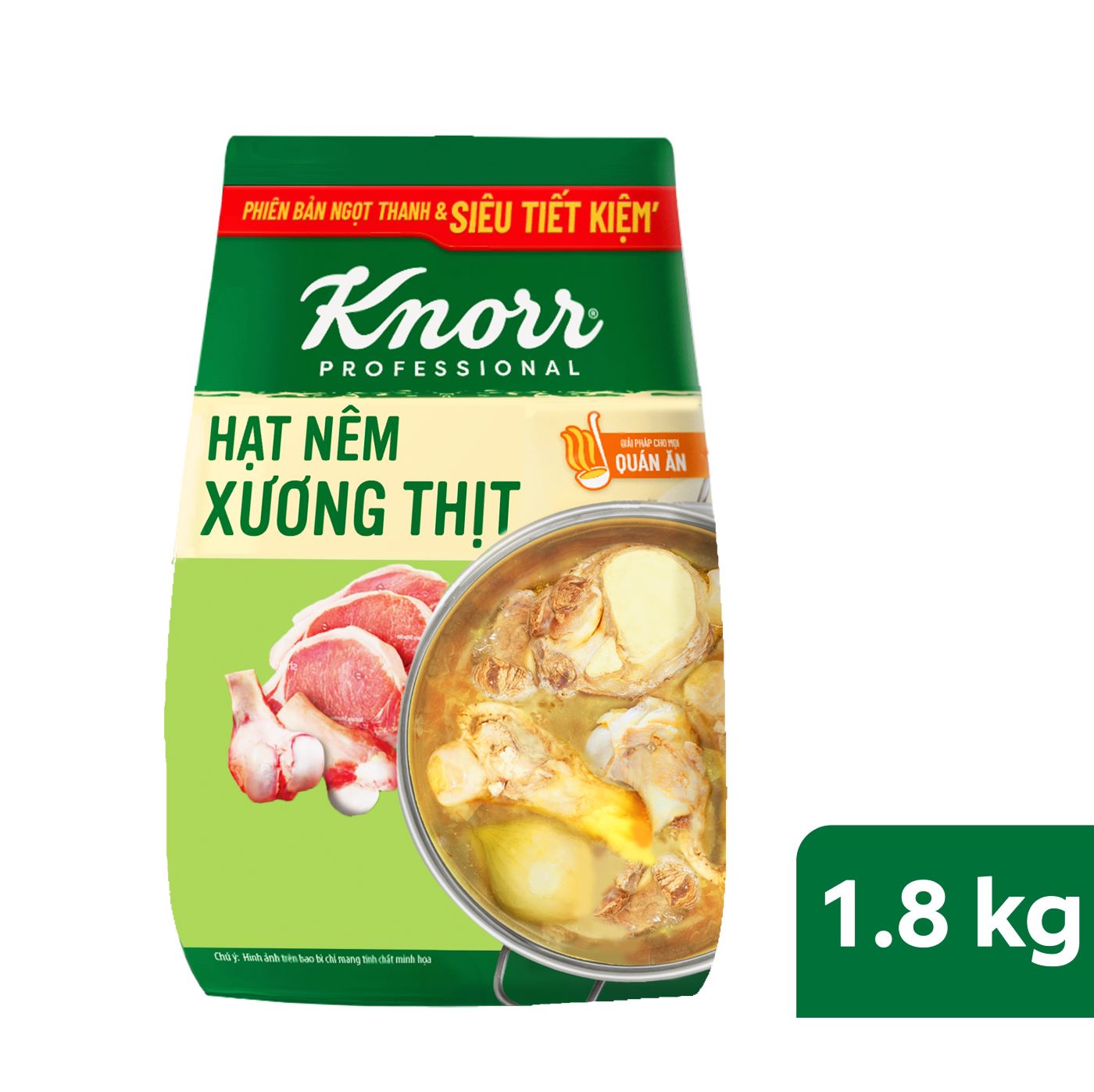 Knorr Hạt Nêm Xương Thịt 1,8kg - Hạt Nêm Xương Thịt Knorr với chiết xuất từ nguồn xương thịt tươi và ngon, dễ dàng sử dụng cho món nước ngọt thanh, cho món xào tròn vị mà còn tiết kiệm chi phí.