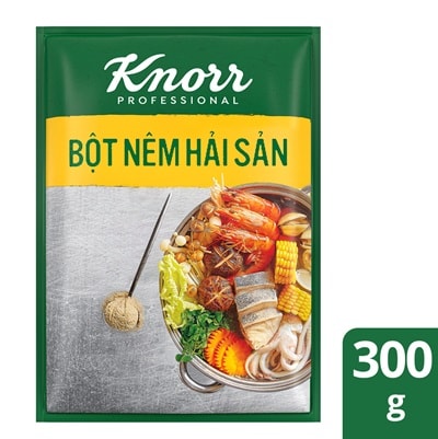 Knorr Bột Nêm Hải Sản 300g - Knorr Bột Nêm Hải Sản làm từ tôm cá và hải sản tự nhiên giúp tăng hương vị hải sản đậm đà và hấp dẫn hơn cho các món ăn hải sản.