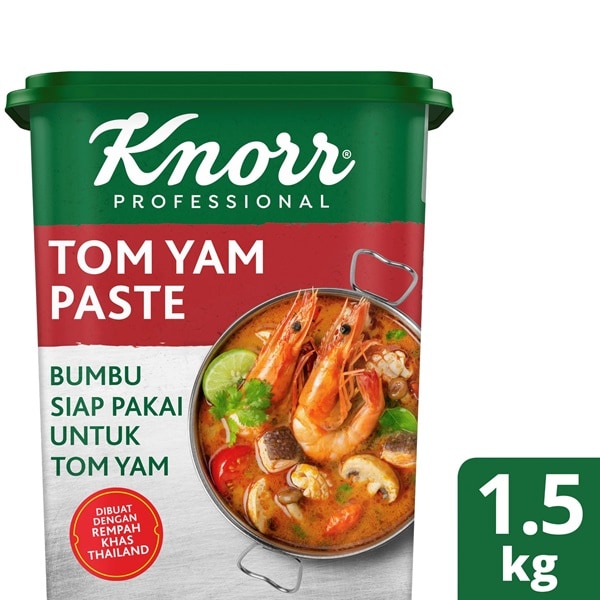 Knorr Súp Nền Lẩu Thái 1.5kg - Knorr Súp Nền Lẩu Thái kết hợp từ 10 nguyên liệu Thái thuần túy, đặc biệt giữ hương vị đặc trưng từ lá chanh Kaffir