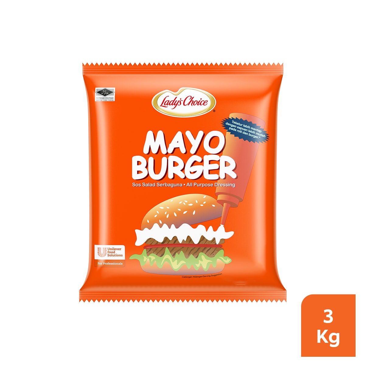 Lady's Choice Mayonnaise Burger 3L - Mayonnaise Lady's Choice Burger được làm từ nguyên liệu từ nhiên, hương vị thơm ngon, cân bằng cho các món burger, pha chế nước chấm hay trộn salad.