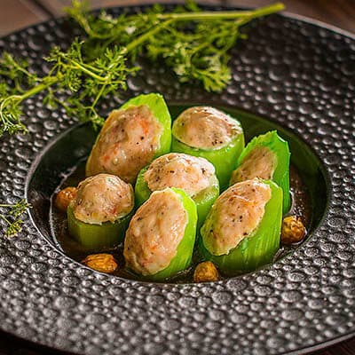 Ngó Xuân Nhồi Cá Thát Lát Xốt Dầu Hào Ngó Xuân Nhồi Cá Thát Lát Xốt Dầu Hào