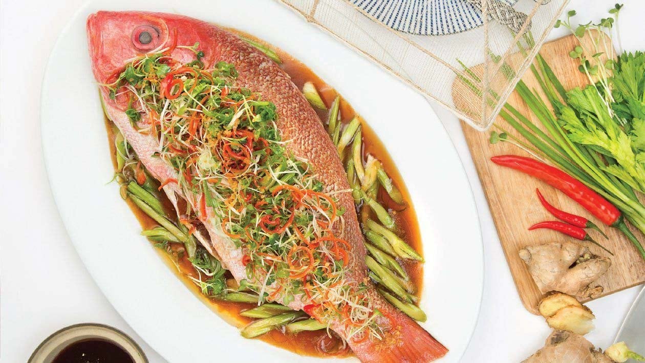 Steamed Snapper Fish and Celery Sauce