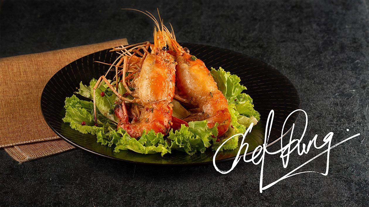 Stir Fried King Prawn with Supreme Stock