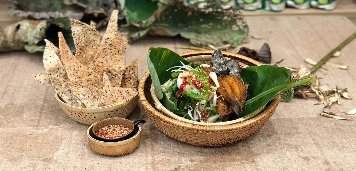 Gỏi Bồn Bồn Lá Cóc Cá Trê Chiên Xù