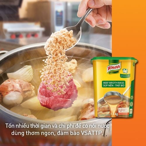 Knorr Beef Broth Base 1.5kg - Knorr Beef Broth Base delivers a stock base solution with a meaty taste instantly