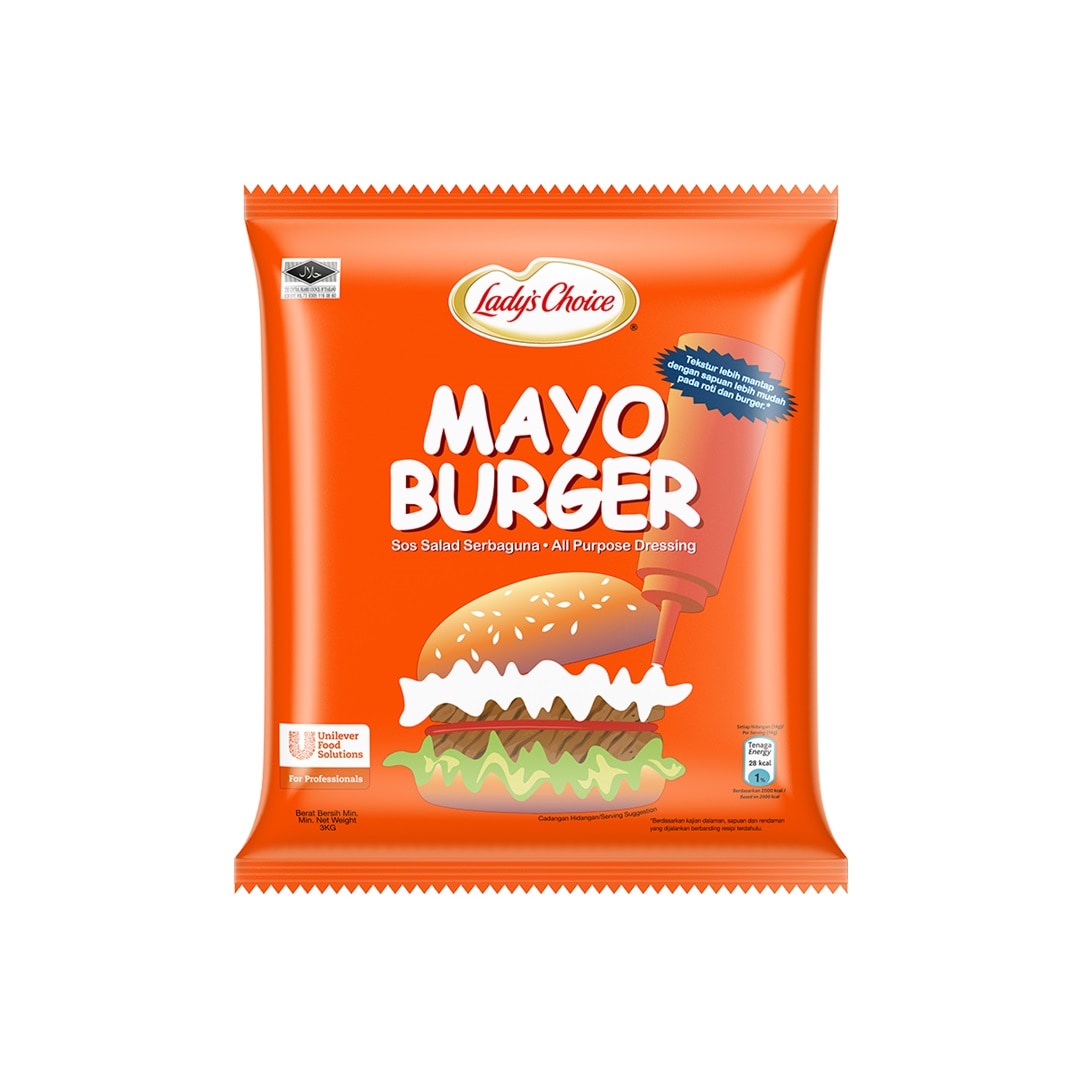 Lady's Choice Mayonnaise Burger 3L - Mayonnaise Lady's Choice Burger được làm từ nguyên liệu từ nhiên, hương vị thơm ngon, cân bằng cho các món burger, pha chế nước chấm hay trộn salad.