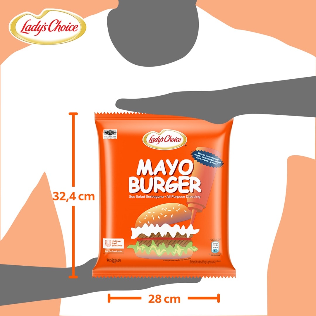 Lady's Choice Mayonnaise Burger 3L - Mayonnaise Lady's Choice Burger được làm từ nguyên liệu từ nhiên, hương vị thơm ngon, cân bằng cho các món burger, pha chế nước chấm hay trộn salad.