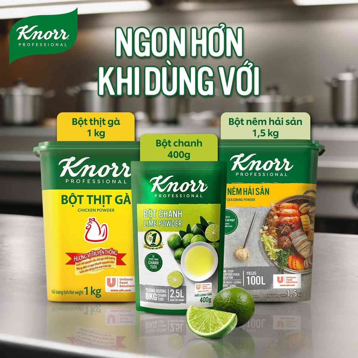 Knorr Bột Chanh 400g - Chỉ 1 phút có ngay lượng nước cốt chanh tương đương 8kg chanh tươi với Bột Chanh Knorr