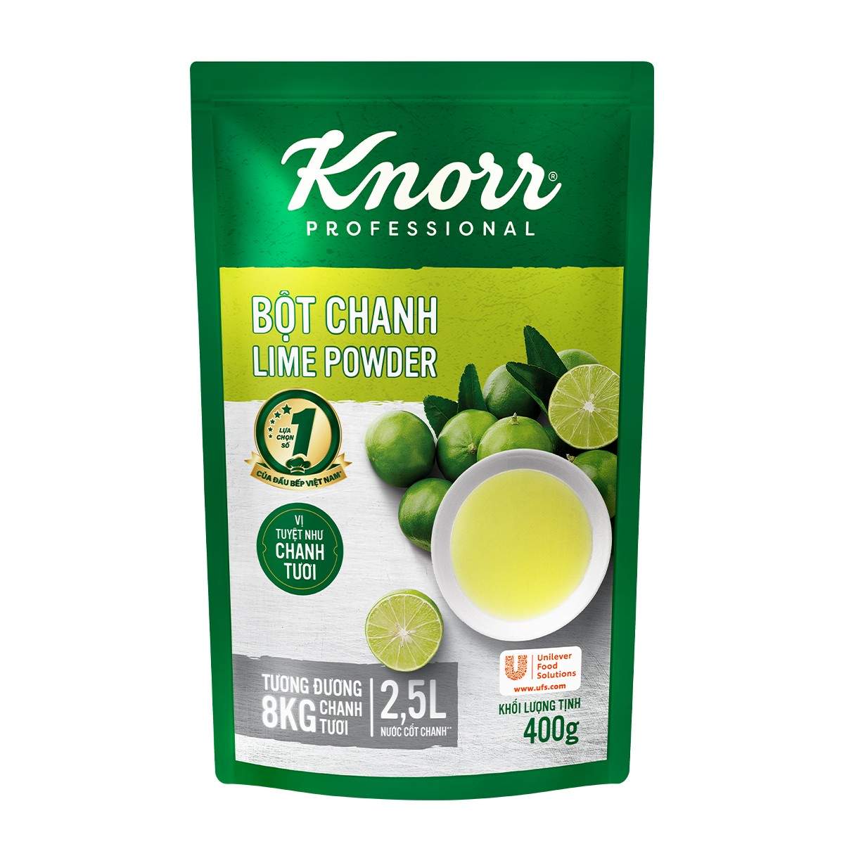 Knorr Bột Chanh 400g - Chỉ 1 phút có ngay lượng nước cốt chanh tương đương 8kg chanh tươi với Bột Chanh Knorr