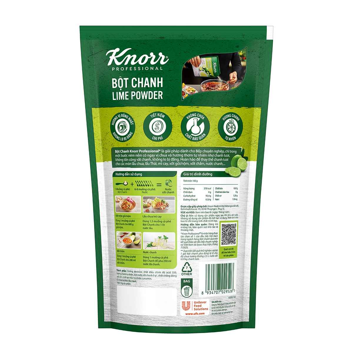 Knorr Bột Chanh 400g - Chỉ 1 phút có ngay lượng nước cốt chanh tương đương 8kg chanh tươi với Bột Chanh Knorr