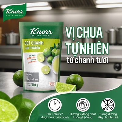 Knorr Bột Chanh 400g - Chỉ 1 phút có ngay lượng nước cốt chanh tương đương 8kg chanh tươi với Bột Chanh Knorr