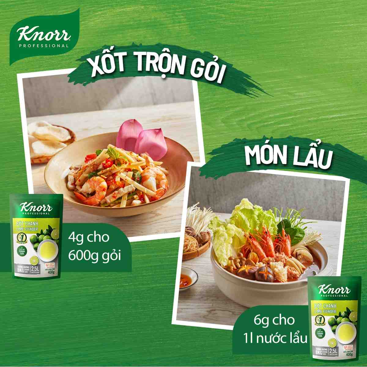 Knorr Bột Chanh 400g - Chỉ 1 phút có ngay lượng nước cốt chanh tương đương 8kg chanh tươi với Bột Chanh Knorr
