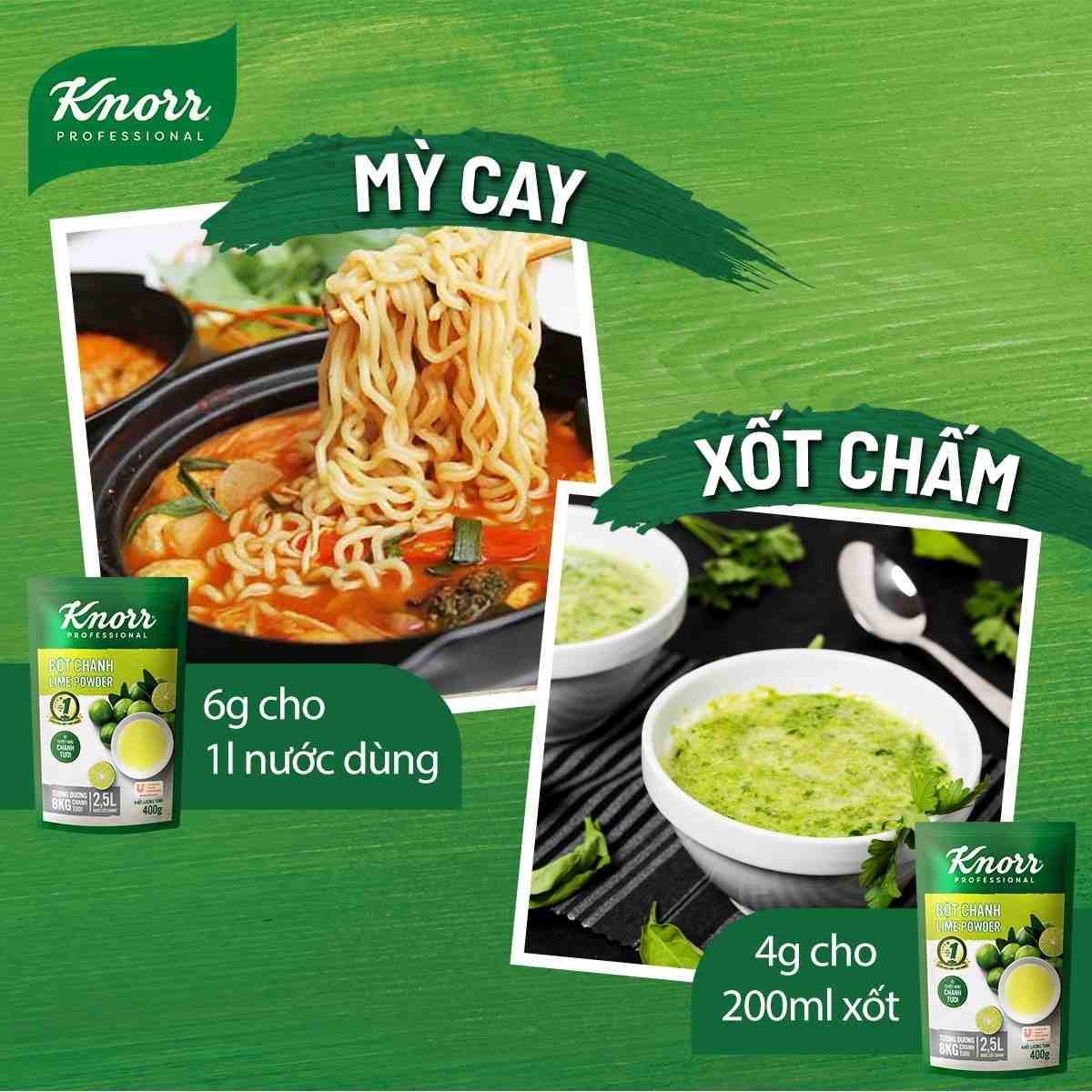 Knorr Bột Chanh 400g - Chỉ 1 phút có ngay lượng nước cốt chanh tương đương 8kg chanh tươi với Bột Chanh Knorr