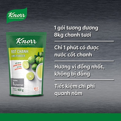 Knorr Bột Chanh 400g - Chỉ 1 phút có ngay lượng nước cốt chanh tương đương 8kg chanh tươi với Bột Chanh Knorr