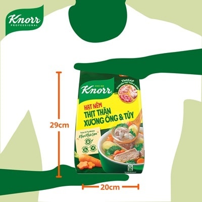 Knorr Hạt Nêm 1.8kg - Knorr Hạt Nêm Từ Thịt được làm từ thịt thăn, xương ống và tủy giúp món ăn thơm ngon, tròn vị