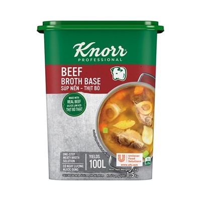 Knorr Súp Nền Thịt Bò 1.5kg - Có ngay nước dùng đậm đà vị thịt bò mà vẫn tiết kiệm chi phí với Súp Nền Thịt Bò Knorr Professional