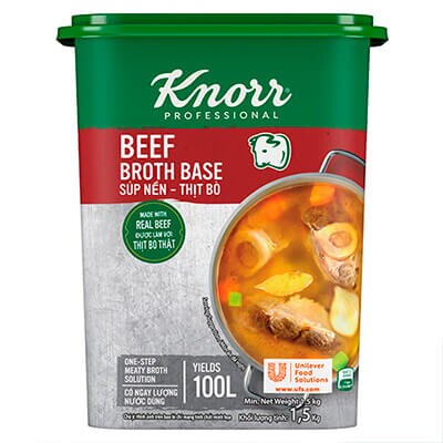 Knorr Súp Nền Thịt Bò 1.5kg - Có ngay nước dùng đậm đà vị thịt bò mà vẫn tiết kiệm chi phí với Súp Nền Thịt Bò Knorr Professional