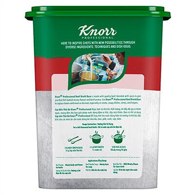 Knorr Súp Nền Thịt Bò 1.5kg - Có ngay nước dùng đậm đà vị thịt bò mà vẫn tiết kiệm chi phí với Súp Nền Thịt Bò Knorr Professional