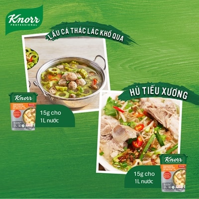 Knorr Súp Nền Thịt Heo 1.5kg - Có ngay nước dùng đậm đà vị thịt heo mà vẫn tiết kiệm chi phí với Súp Nền Thịt Heo Knorr Professional