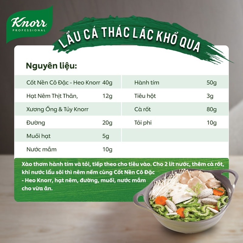 Knorr Cốt Nền Cô Đặc - Heo - Giải pháp 3 phút có ngay nước dùng trong, ngọt, thơm chiều lòng thực khách khó tính nhất với Cốt Nền Cô Đặc Heo Knorr.