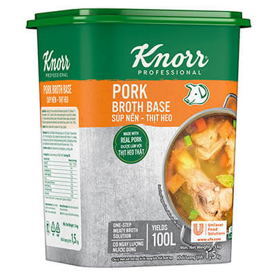 Knorr Súp Nền Thịt Heo 1.5kg - Có ngay nước dùng đậm đà vị thịt heo mà vẫn tiết kiệm chi phí với Súp Nền Thịt Heo Knorr Professional