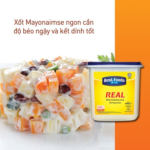 Best Foods Xốt Real Mayonnaise 3L - Best Foods Real Mayonnaise mang lại hương vị béo ngậy, đậm đặc và kết dính hoàn hảo cho món salad của bạn