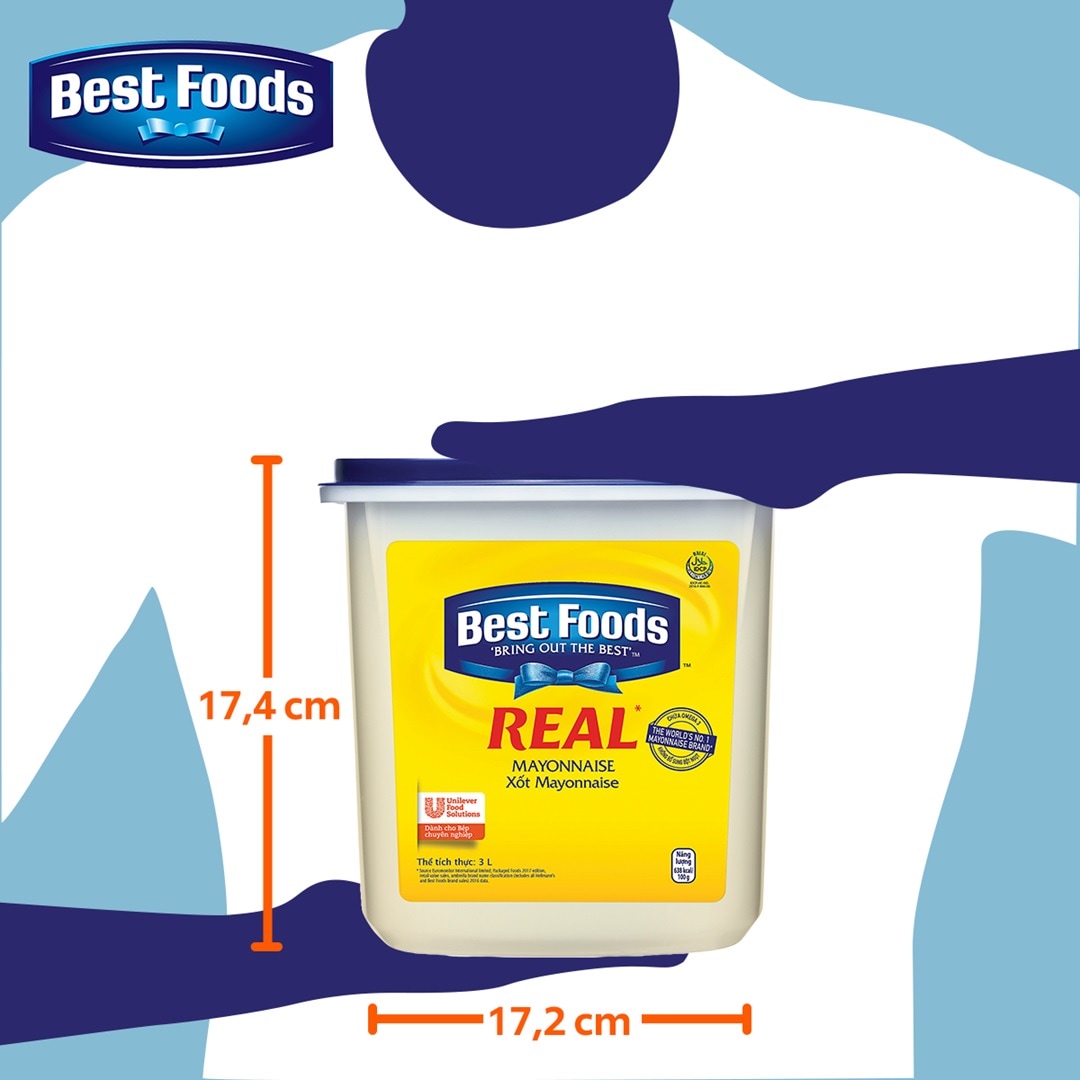 Best Foods Xốt Real Mayonnaise 3L - Best Foods Real Mayonnaise mang lại hương vị béo ngậy, đậm đặc và kết dính hoàn hảo cho món salad của bạn