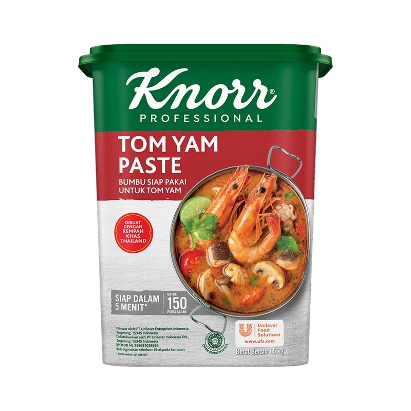 Knorr Súp Nền Lẩu Thái 1.5kg - Knorr Súp Nền Lẩu Thái kết hợp từ 10 nguyên liệu Thái thuần túy, đặc biệt giữ hương vị đặc trưng từ lá chanh Kaffir