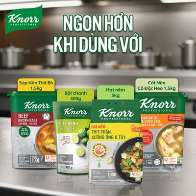 Knorr Hạt Nêm Từ Thịt 5kg - Knorr Hạt Nêm Từ Thịt được làm từ thịt thăn, xương ống và tủy giúp món ăn thơm ngon, tròn vị