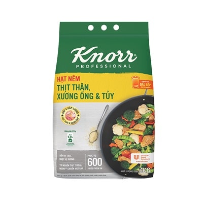 Knorr Hạt Nêm Từ Thịt 3kg - Knorr Hạt Nêm Từ Thịt được làm từ thịt thăn, xương ống và tủy giúp món ăn thơm ngon, tròn vị