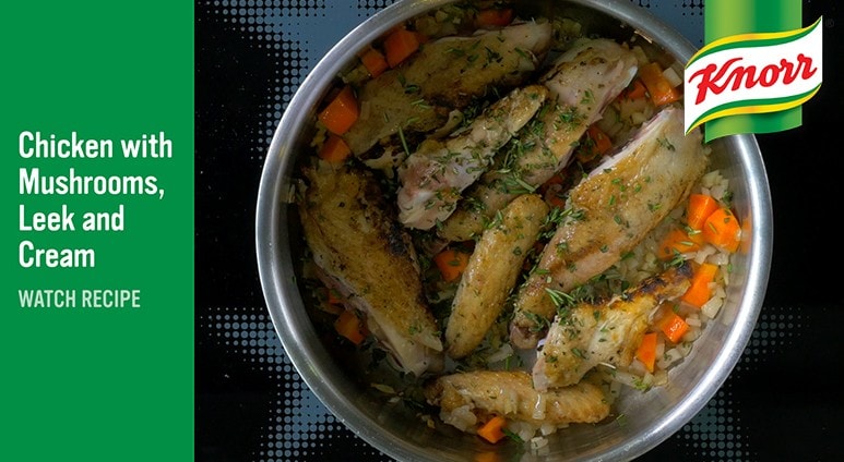 Gà xốt kem nấm