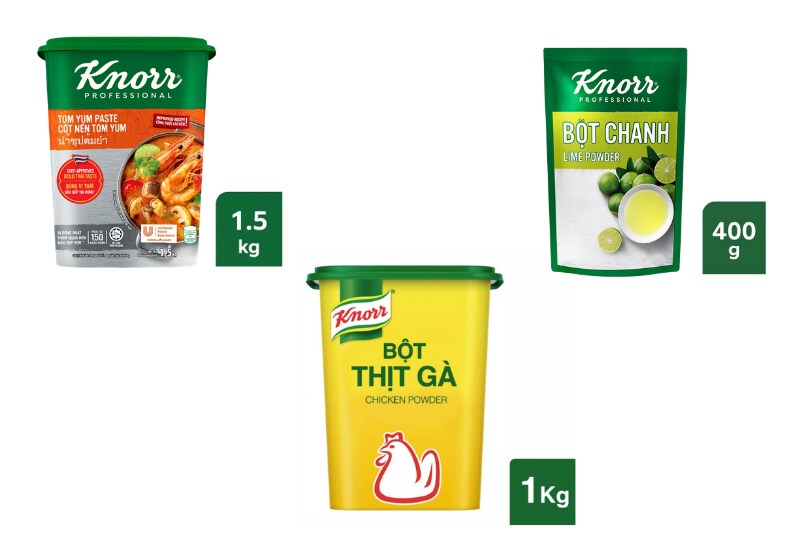 Cách làm Lẩu Thái thập cẩm chua cay, chuẩn vị với Cốt Nền Tom Yum Knorr Professionals - đậm đà hương sả, riềng, lá chanh, và tiện lợi khi chế biến.