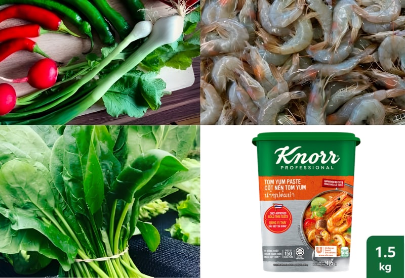 Lẩu Thái Tom Yum hải sản, hòa quyện với nước lẩu chua cay, chuẩn vị với Cốt Nền Tom Yum Knorr Professionals