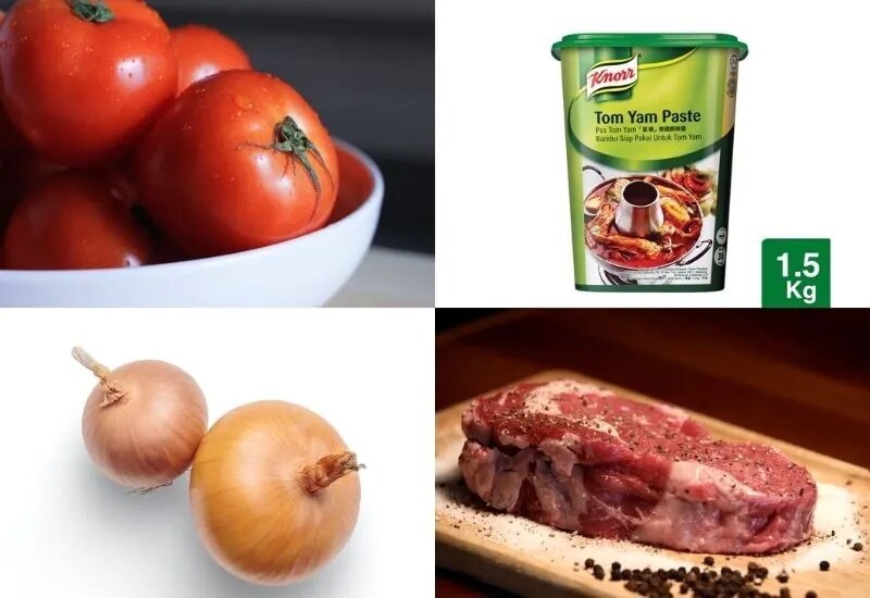 Nguyên liệu và gia vị làm lẩu Thái hải sản chua cay Nguyên liệu và gia vị làm lẩu Thái hải sản chua cay