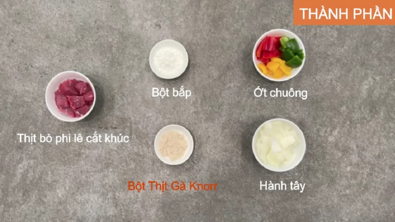 Nguyên liệu làm bò lúc lắc Nguyên liệu làm bò lúc lắc